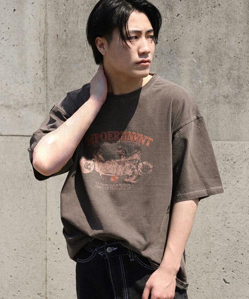 Tシャツ メンズ 半袖 半袖Tシャツ プリント 古着風 レトロ クルー