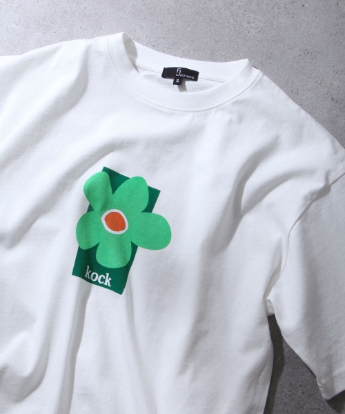 Tシャツ メンズ カットソー 半袖 花柄 フラワーデザイン ロゴ刺繍 ロゴプリント ボタニカル ファッション (23001-11gz) ＃