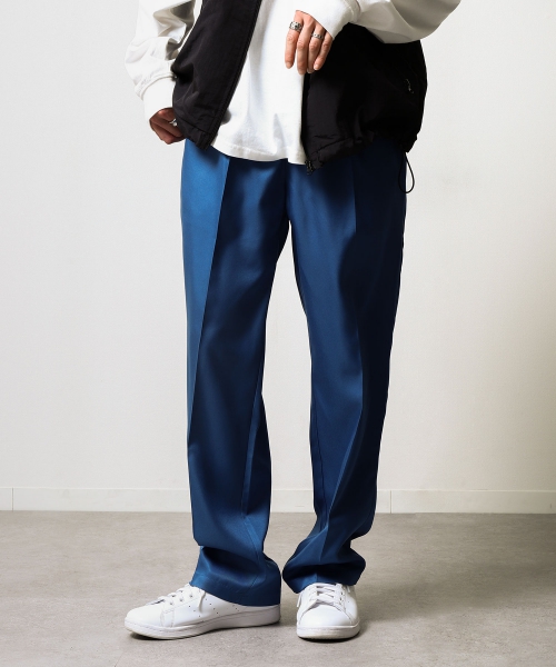 スラックス メンズ ストレートパンツ ロングパンツ 無地 キレイ目 ルーズシルエット ファッション (24003) ＃｜zip｜08
