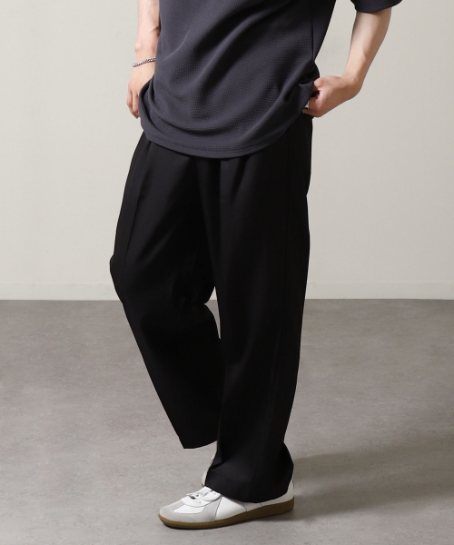 タックパンツ メンズ バルーンパンツ スラックス ロングパンツ 無地 キレイ目 ファッション (24...