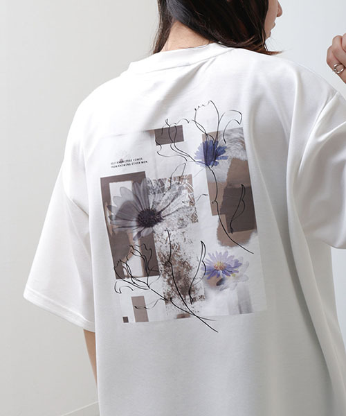 Tシャツ メンズ カットソー 半袖 ポンチ素材 グラフィックプリント プリント バックプリント ファッション (24351) ＃｜zip｜02