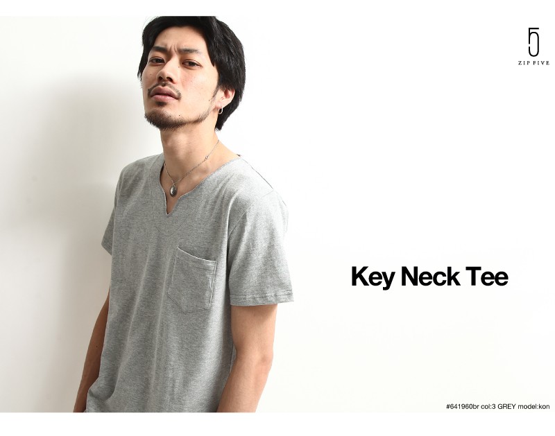 Key Neck開口領短袖T ZIP日本男裝