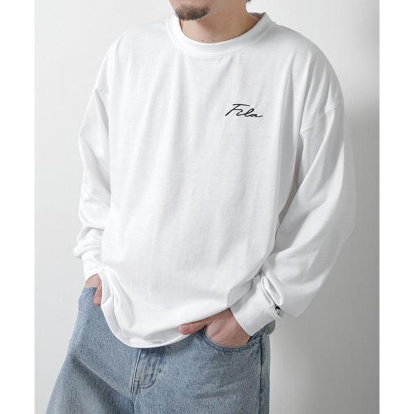 Tシャツ メンズ カットソー ロンT クルーネック ドロップショルダー ビッグシルエット 筆記体 ロゴ刺繍 ワンポイント ファッション (fh8110)｜zip｜04