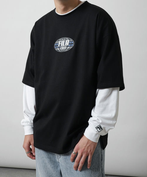 Tシャツ メンズ 長袖 刺繍 ワンポイント レイヤード ファッション (fh8158)｜zip｜02