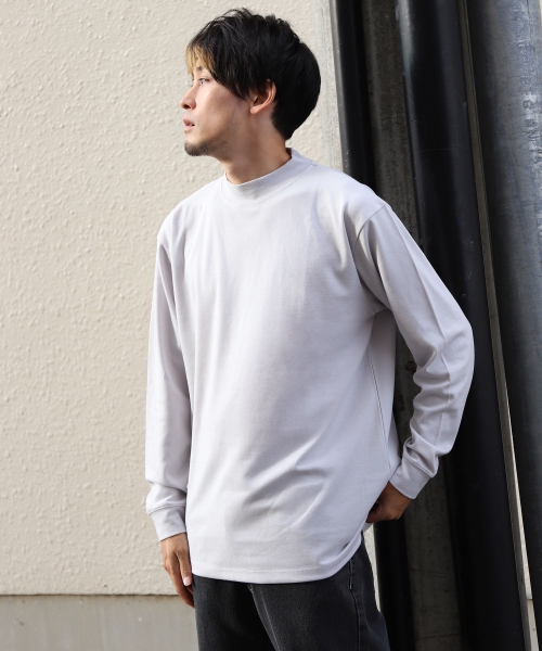 Tシャツ メンズ ロンT 長袖Tシャツ ロングスリーブ ポンチ モック