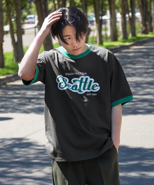 Tシャツ メンズ 半袖 ロゴプリント リンガーTシャツ 古着風 ヴィンテージ USAコットン ファッション (q22-106-21t) ＃ :  q22-106-21t : zip - 通販 - Yahoo!ショッピング