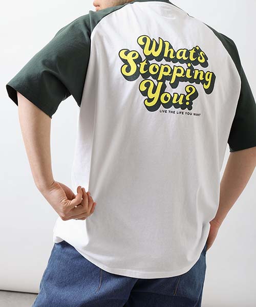 Tシャツ メンズ カットソー 半袖 ラグラン バックプリント ファッション (q23-104-21t) ＃｜zip｜02