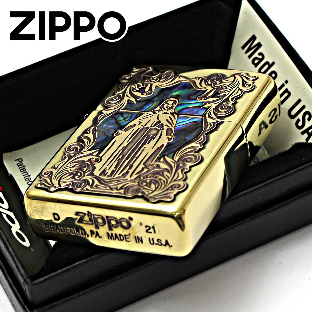 ZIPPO（ジッポー） ジッポライター シェル 貝 マリア 真鍮いぶし 