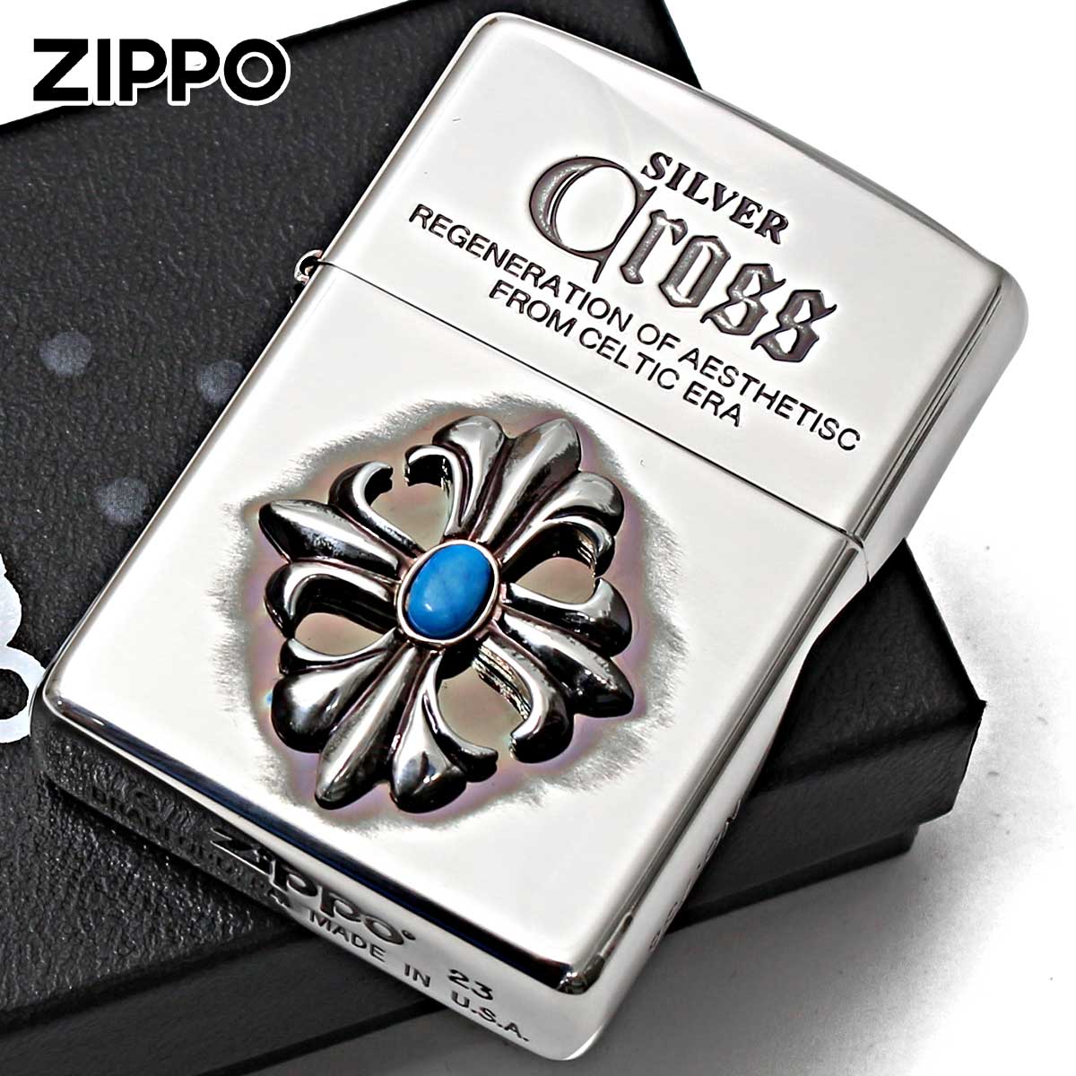 絶版 Zippo 2000年製造 限定 クレストデザイン 純銀メタル付き 絶版 Zippo 2000年製造 限定 クレストデザイン 純銀メタル付き