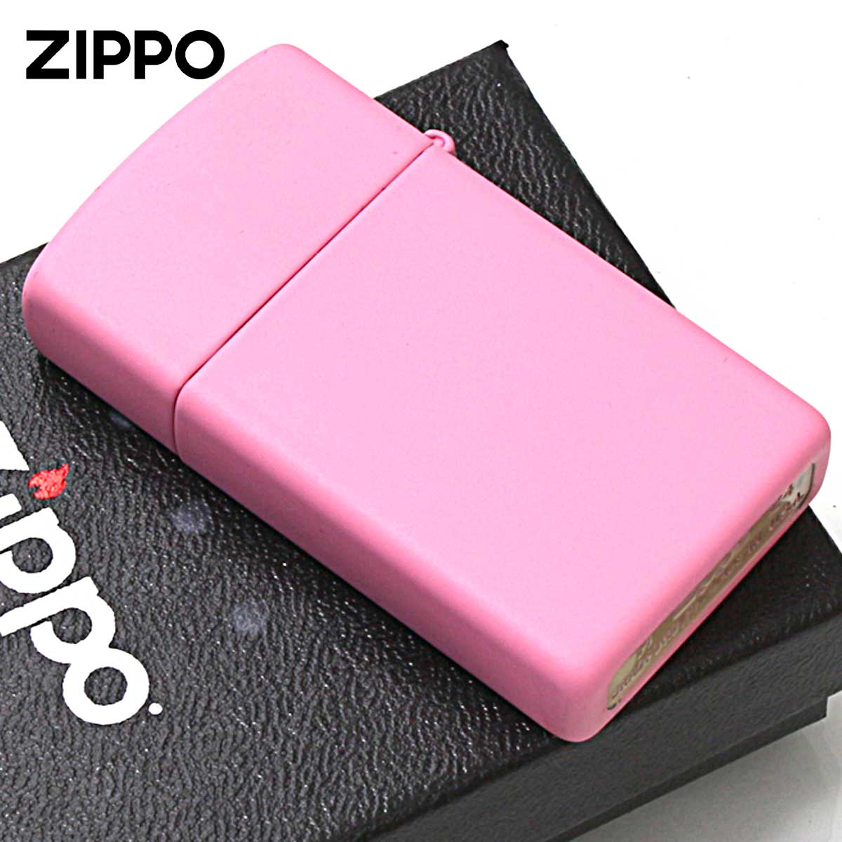 ♡ mo出品 ♡ ZIPPO Zippo ジッポライター スリム ピンク マット ジッポ ロゴ