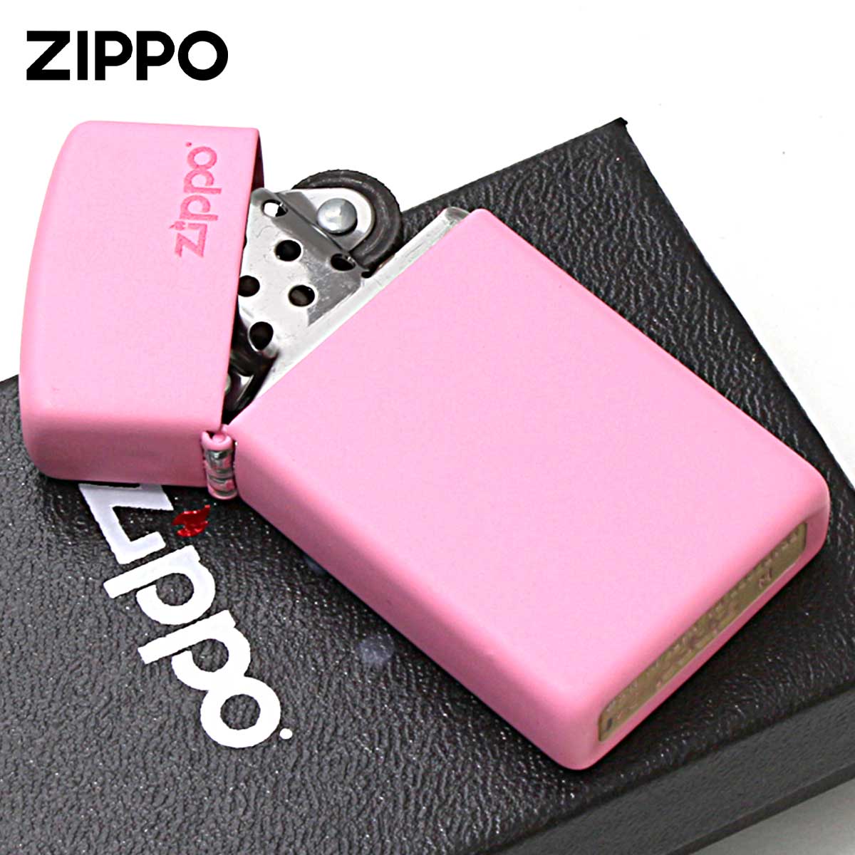 ♡ mo出品 ♡ ZIPPO Zippo ジッポライター スリム ピンク マット ジッポ ロゴ