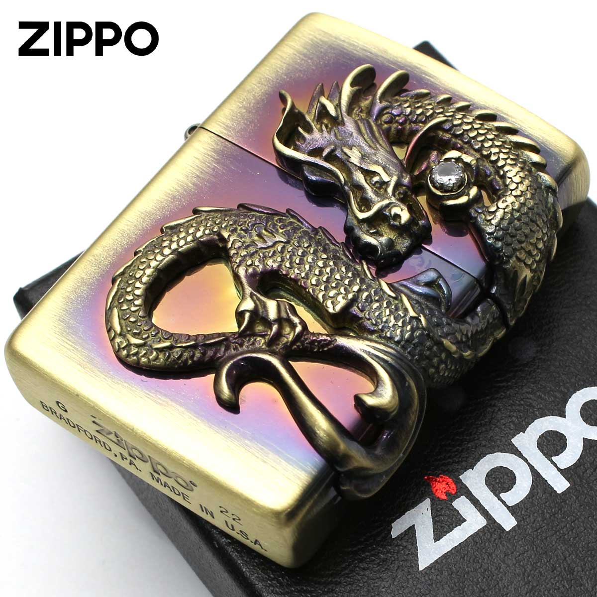 ドラゴン　zippo 龍　ジッポ Zippo ジッポー 龍 ドラゴン 立体電鋳板 ブラスバレル 3D DRAGON
