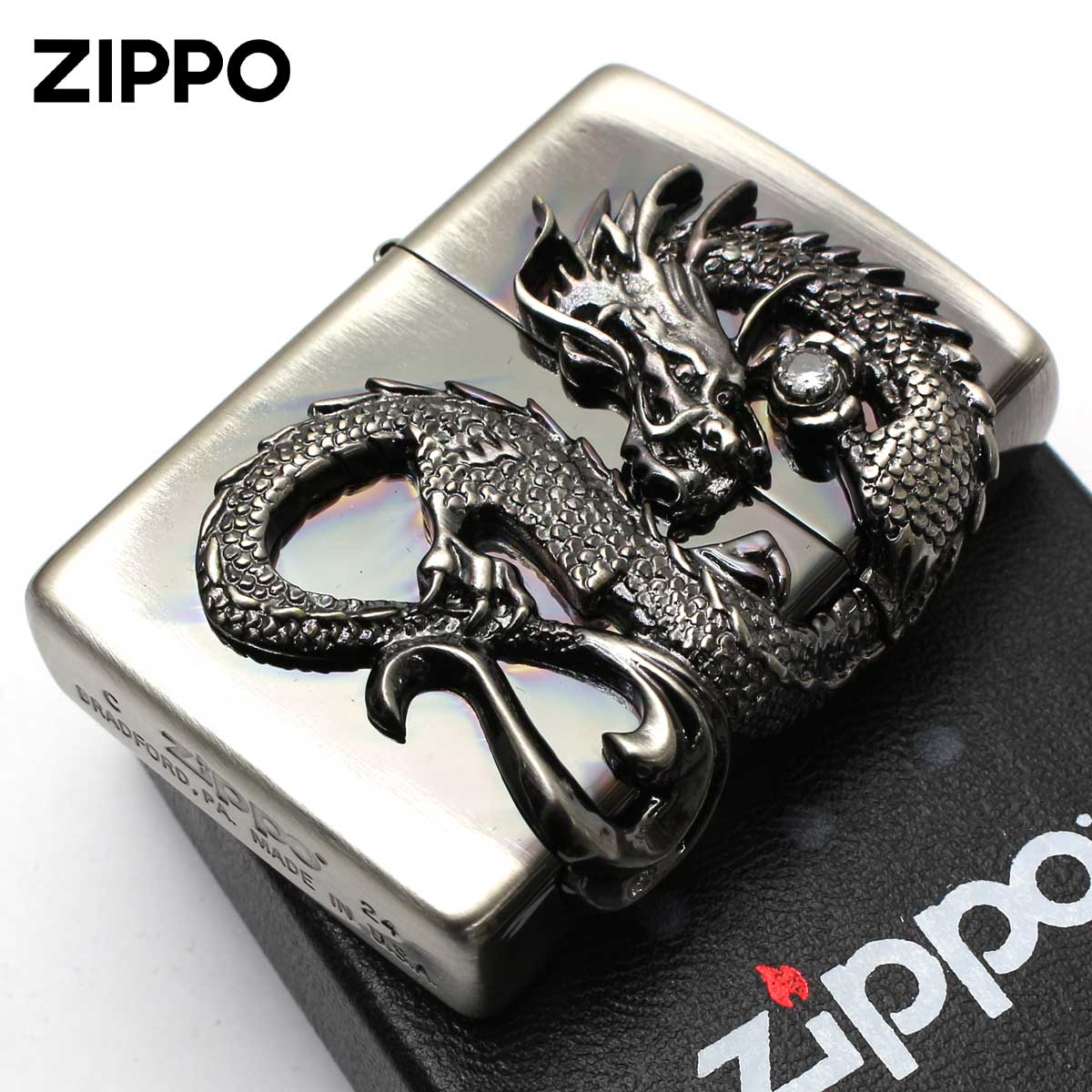 ZIPPO Zippo ジッポライター ドラゴン 龍 2面連続メタル