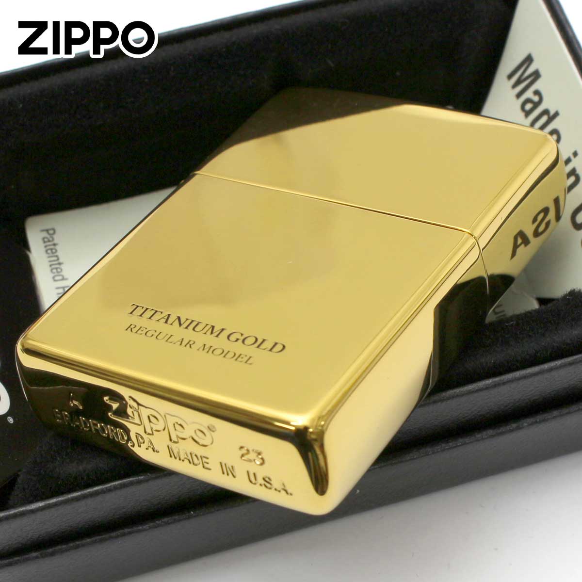 Zippo ジッポライター レギュラー チタニューム ゴールド ポリッシュ 鏡面 Titanium series  20-GOTT メール便可の画像
