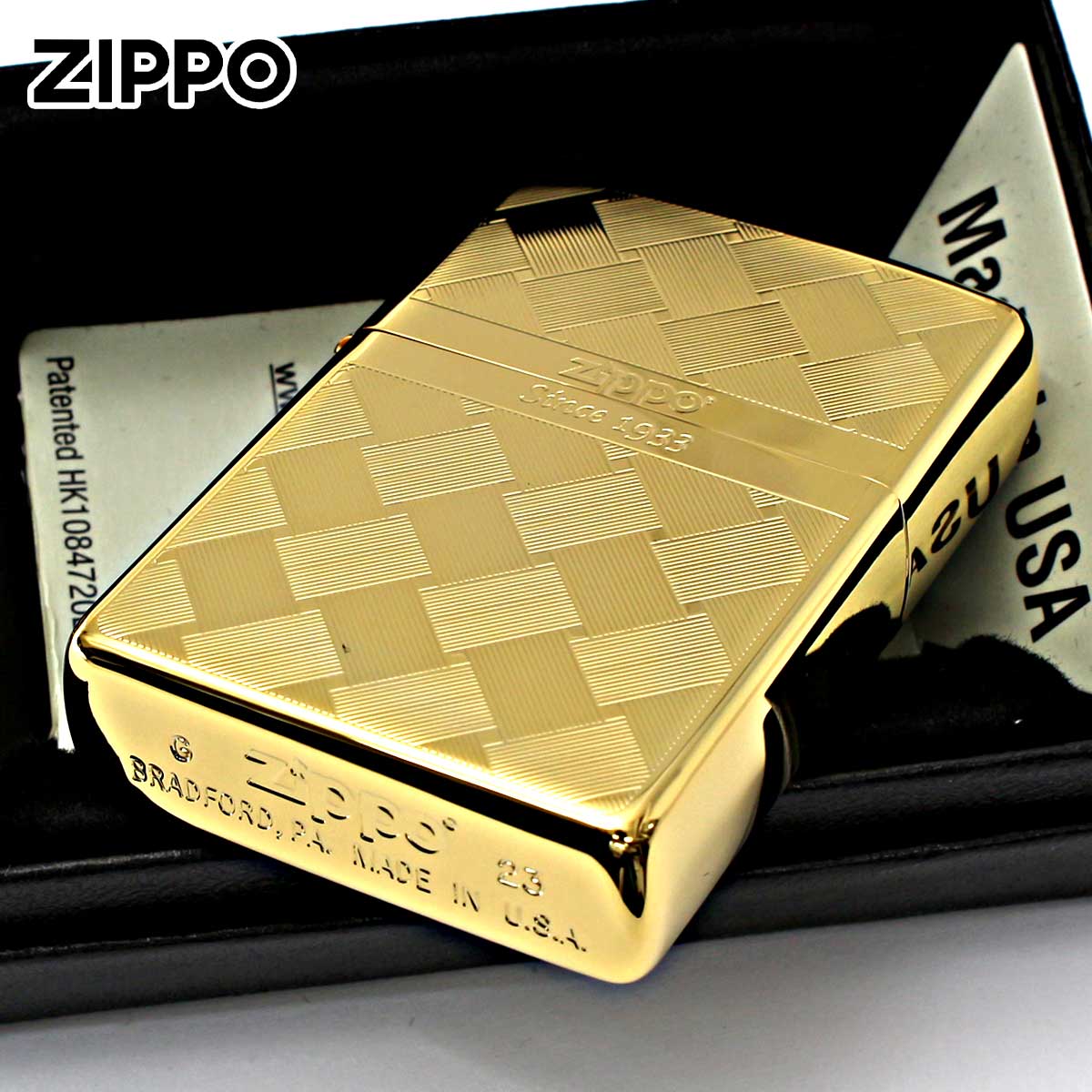Zippo ジッポライター 網目模様 両面加工 つむぎ ゴールド