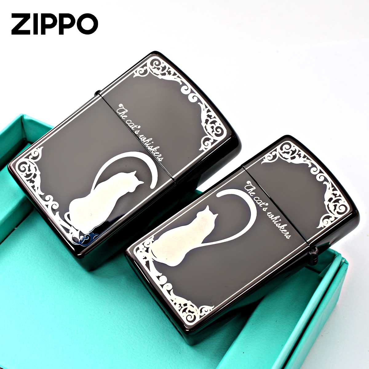 ZIPPO Zippo ジッポライター ペア ねこ 猫 ラブ シルエット