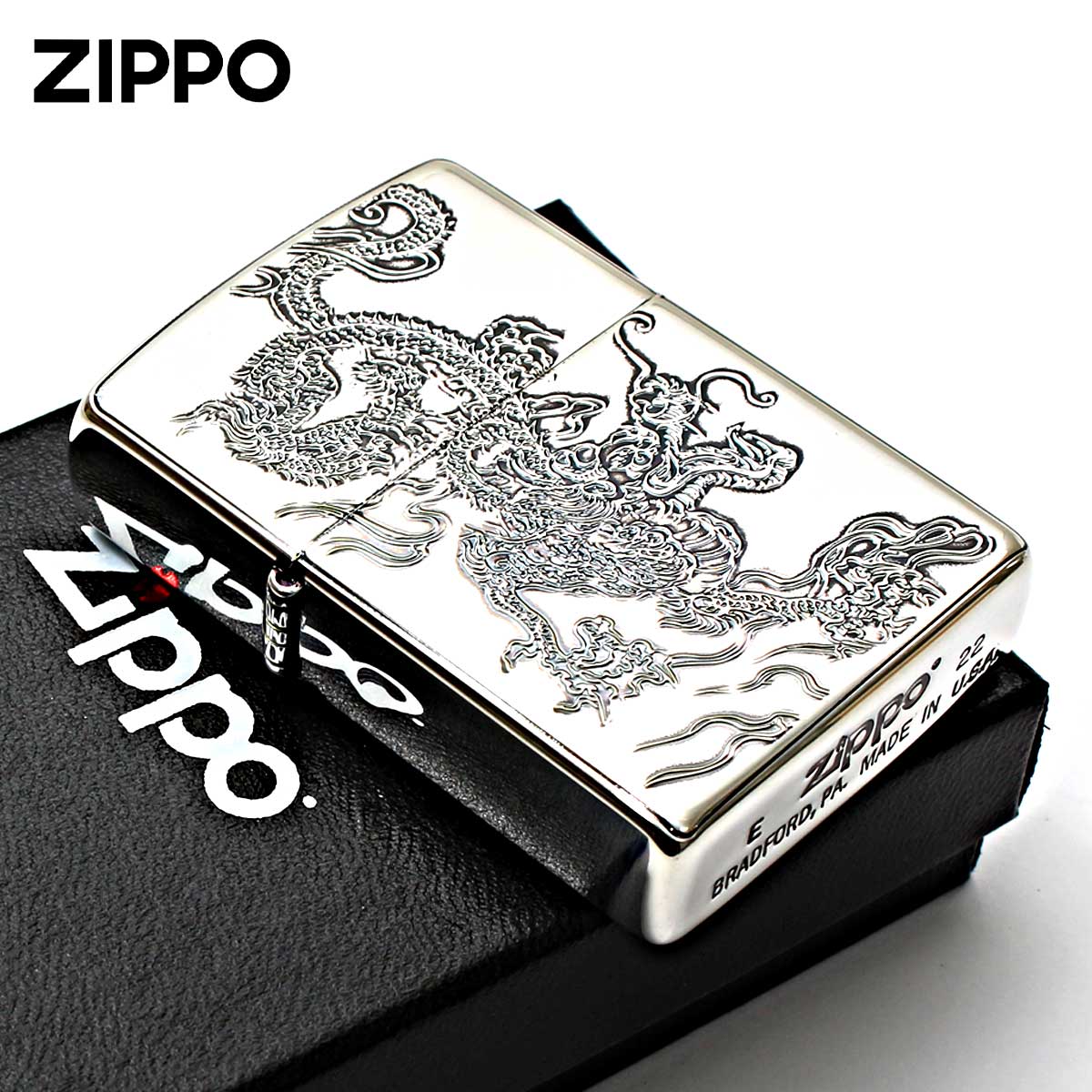 ZIPPO Zippo ジッポライター ドラゴン 龍 青海波 和柄 両面加工 ZIPPO Zippo ジッポライター ドラゴン 龍 青海波 和柄 両面加工