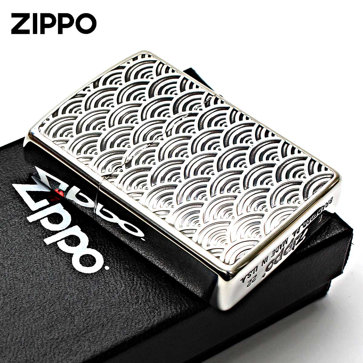 ZIPPO Zippo ジッポライター ドラゴン 龍 青海波 和柄 両面加工