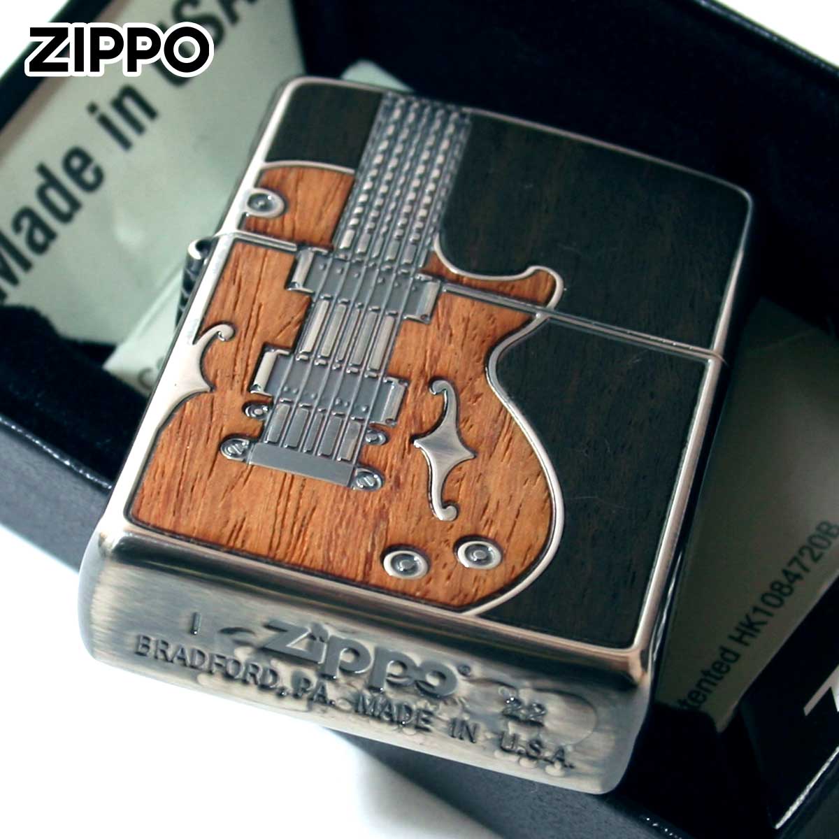 ZIPPO Zippo ジッポライター ギター アンテーク 木 ウッド 両面