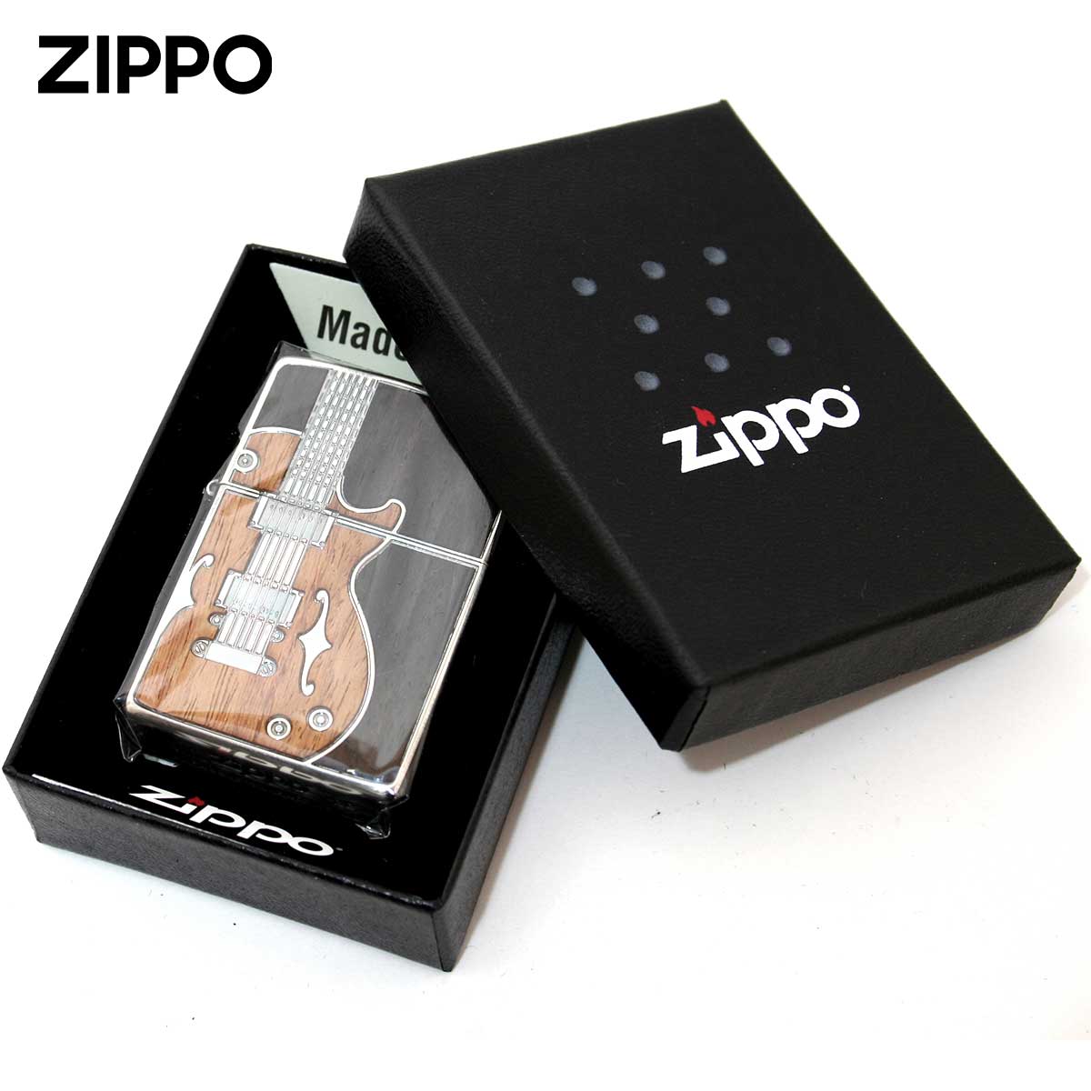 ZIPPO Zippo ジッポライター ギター アンテーク 木 ウッド 両面