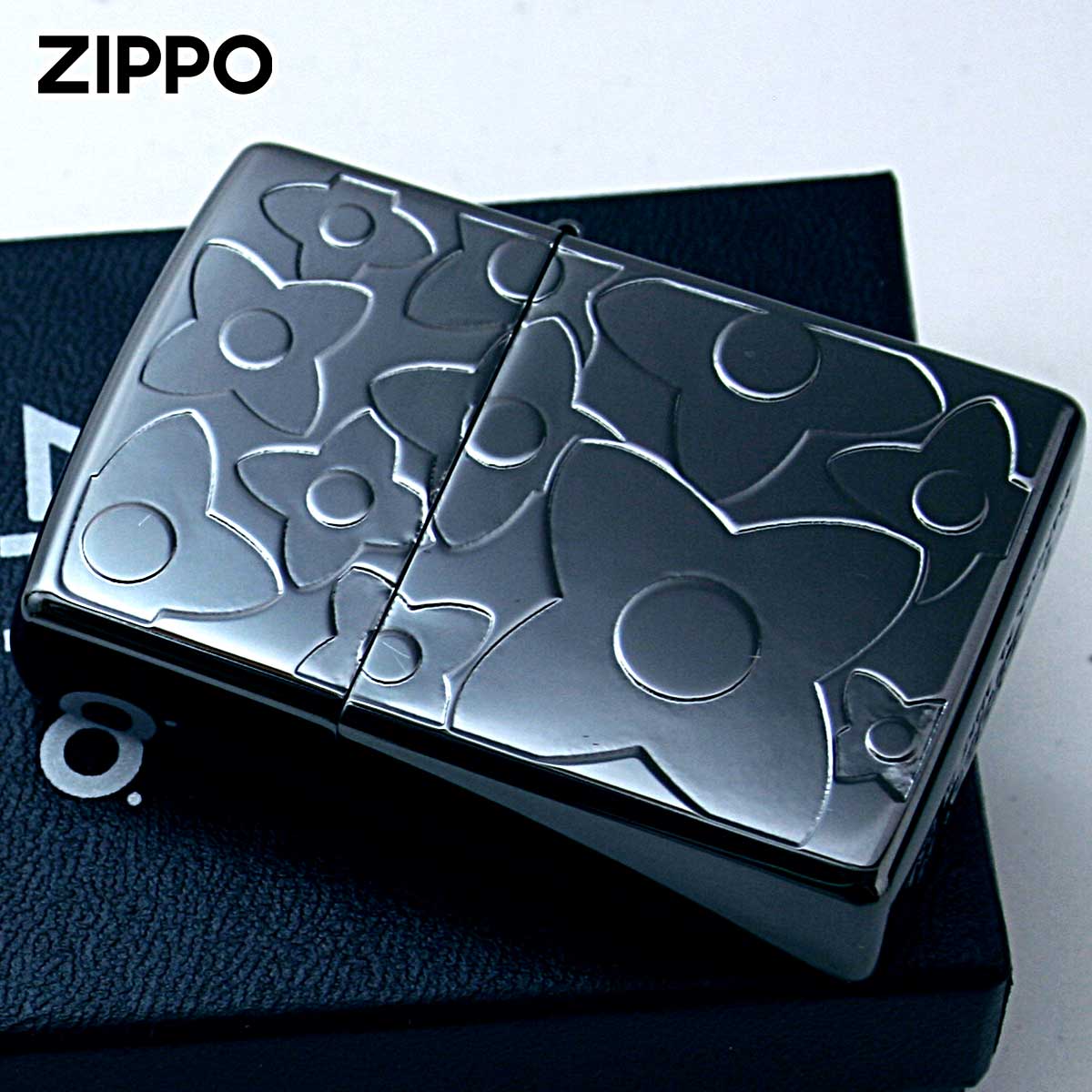 Zippo ジッポライター シェル 貝  フラワー 花 ブラック Shell Flower BK 1201S836 高級の画像