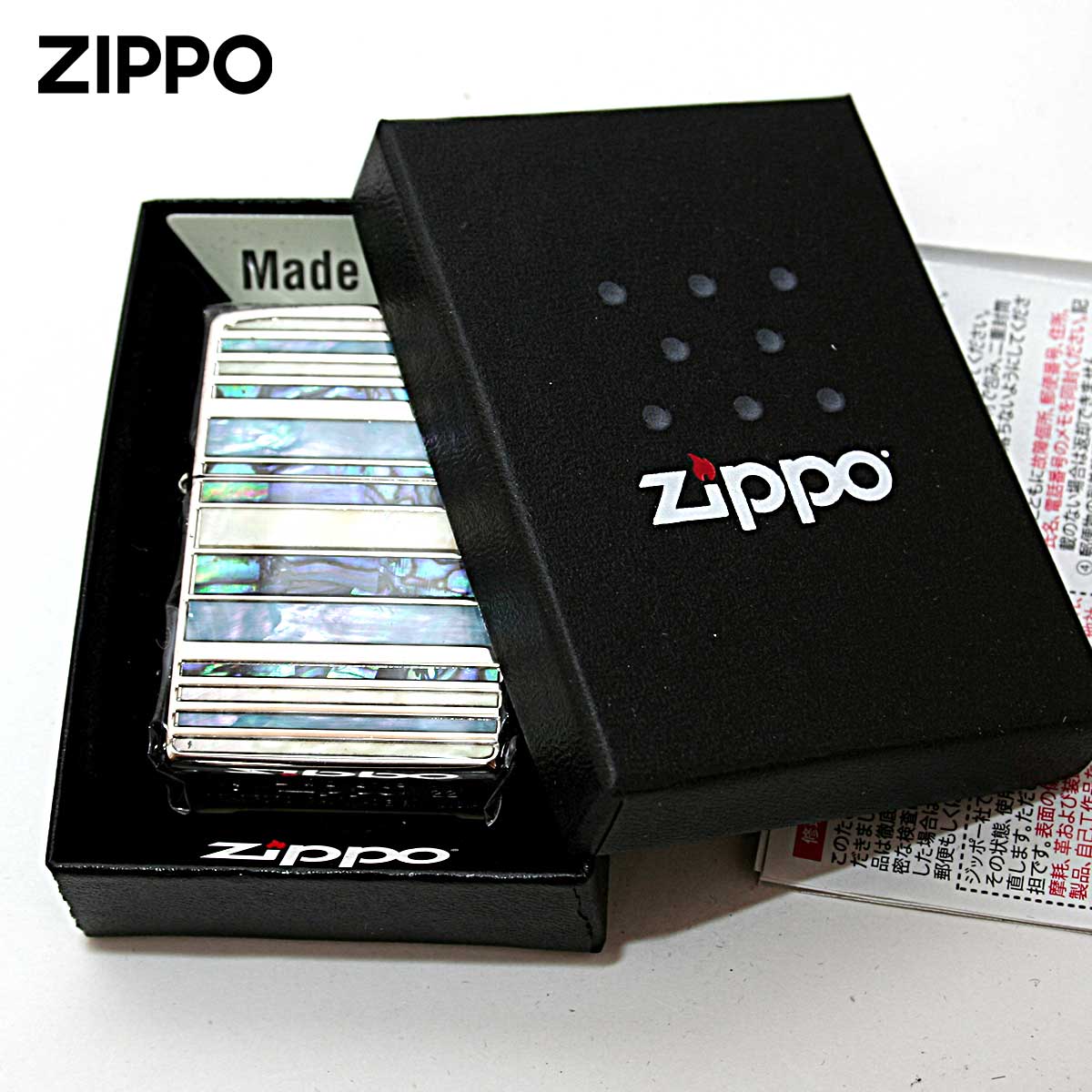 Zippo ジッポライター シェル 貝  ボーダー シルバー SHELL BORDER SV 1201S833 高級の画像