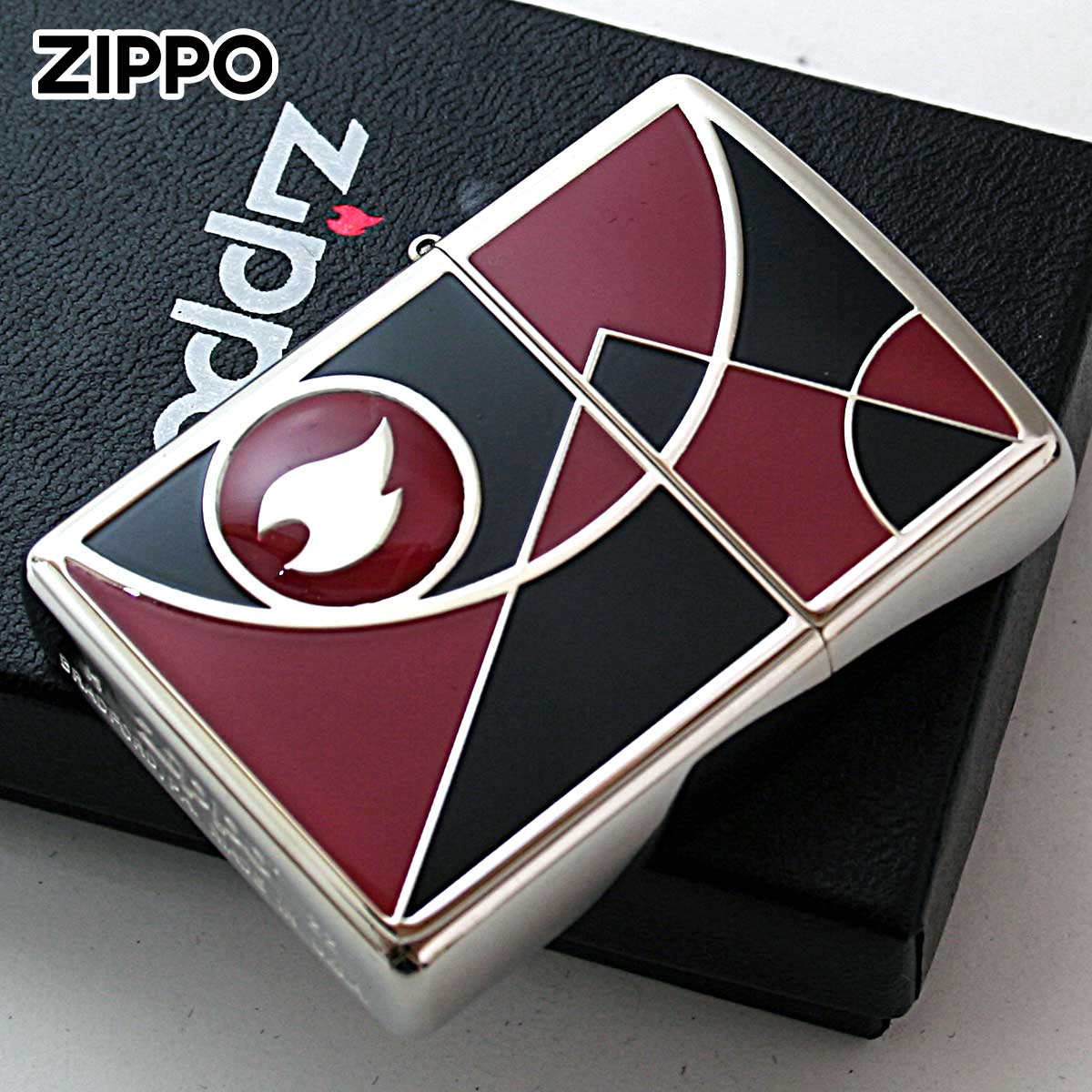 Zippo ジッポライター 炎 アイコンフレーム モザイク シルバー ブラック レッド Mosaic SV BK RD 1201S855_2