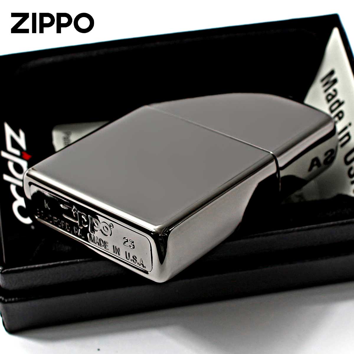 ブラックアイス Zippo ジッポライター 無地 淡い黒 鏡面 Black Ice PVD
