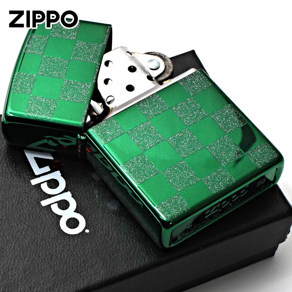 チェッカー Zippo ジッポライター チェック ラメ 幾何学模様