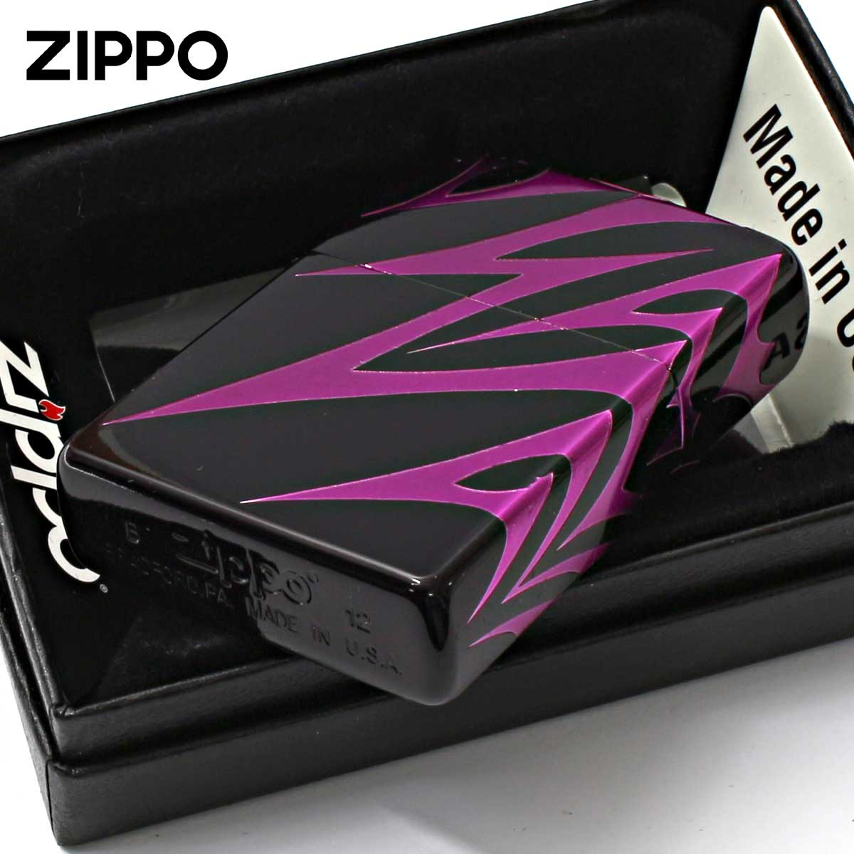 ZIPPO Zippo ジッポライター トライバル柄 4面連続加工 ブラック