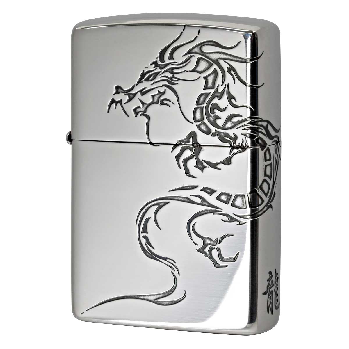 Zippo ジッポライター 龍 ドラゴン 2面連続加工 銀メッキ いぶし仕上げ Tiger \u0026 Dragon 2SI-DR2