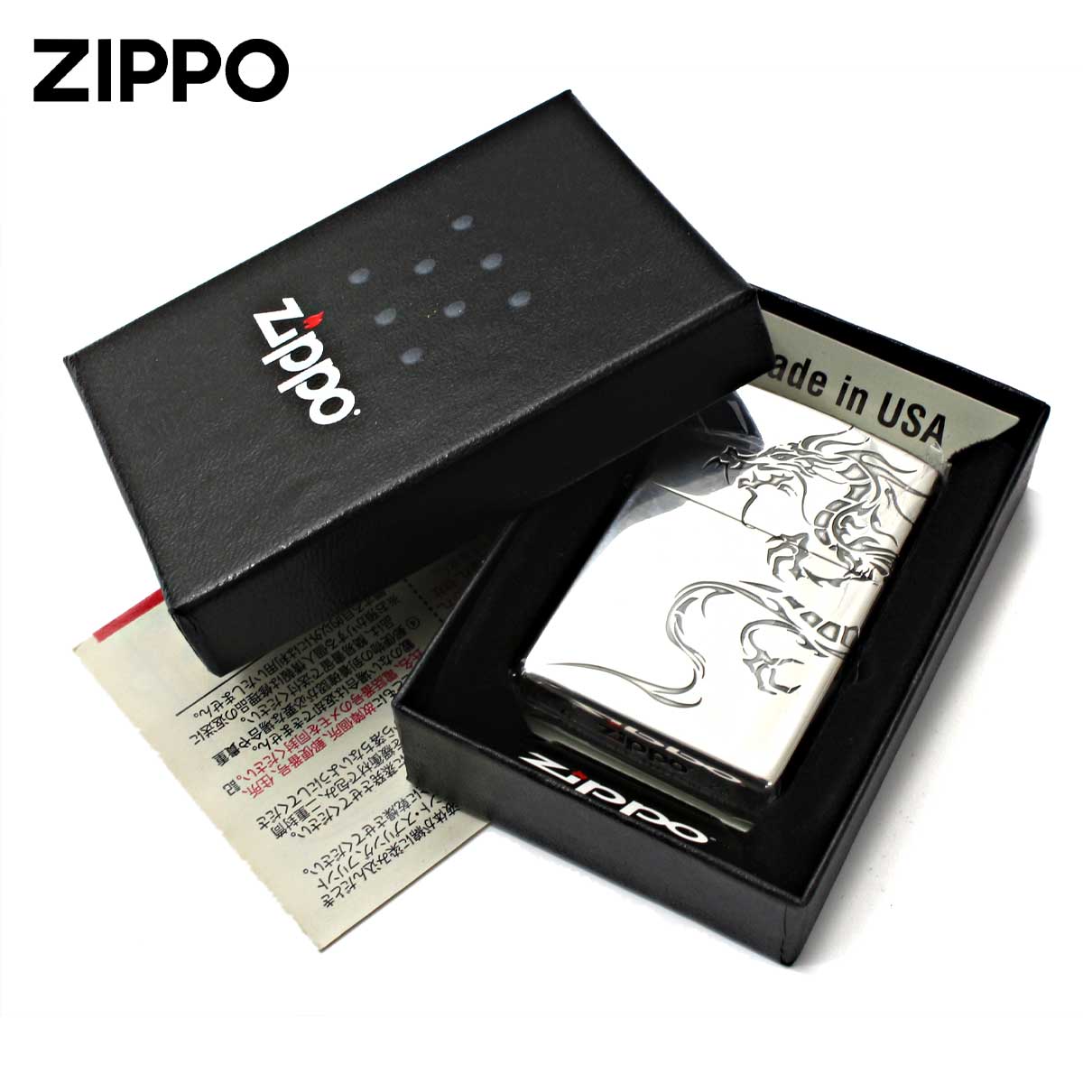 Zippo ジッポライター 龍 ドラゴン 2面連続加工 銀メッキ いぶし仕上げ Tiger \u0026 Dragon 2SI-DR2_6