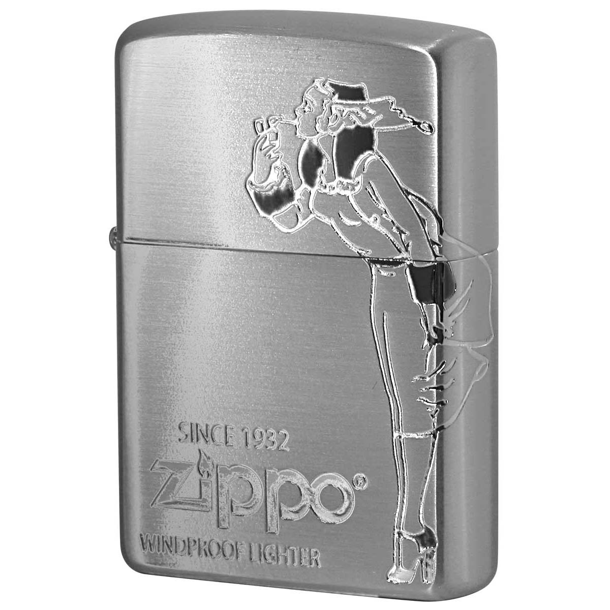 Zippo ジッポライター ウインディ ウインドプルーフ レディ オールドデザイン 2面連続デザイン 銀メッキ OLD DESIGN  Windy 2SS-WINDY