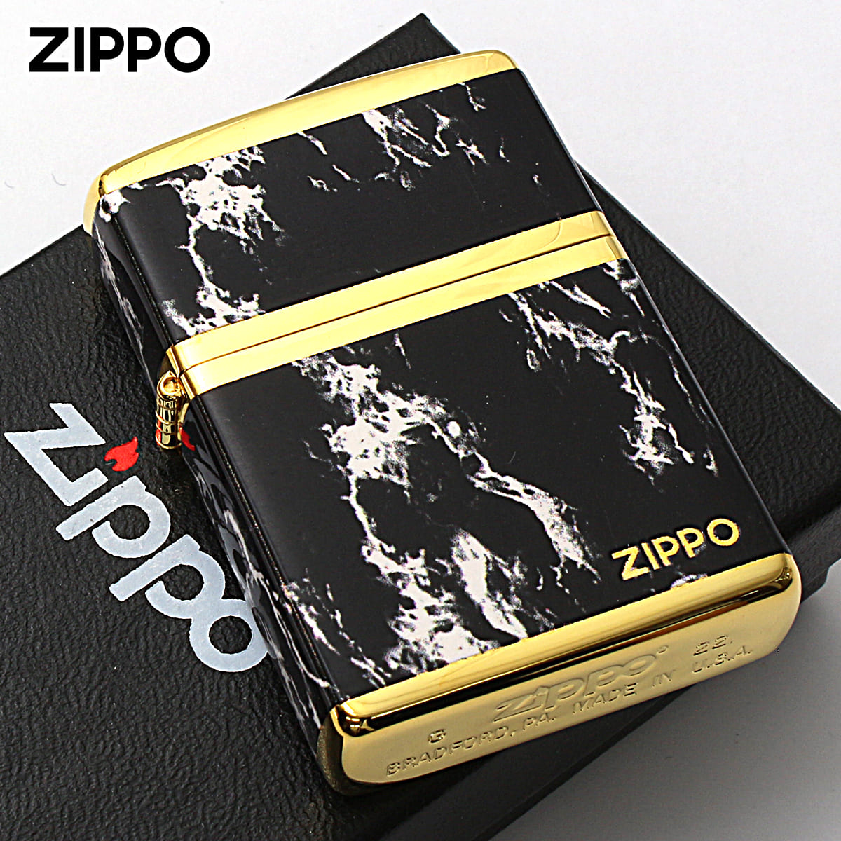 大理石調zippo Zippo ジッポー 大理石調 ホワイトマーブル ジッポ ロゴ
