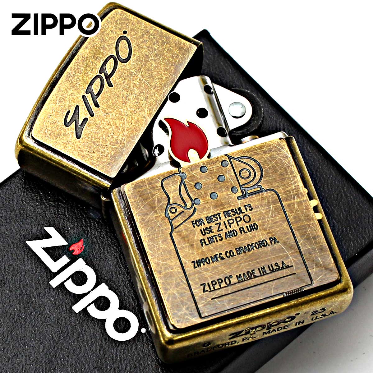 ZIPPO Zippo ジッポライター 炎 アイコンフレーム ギミック