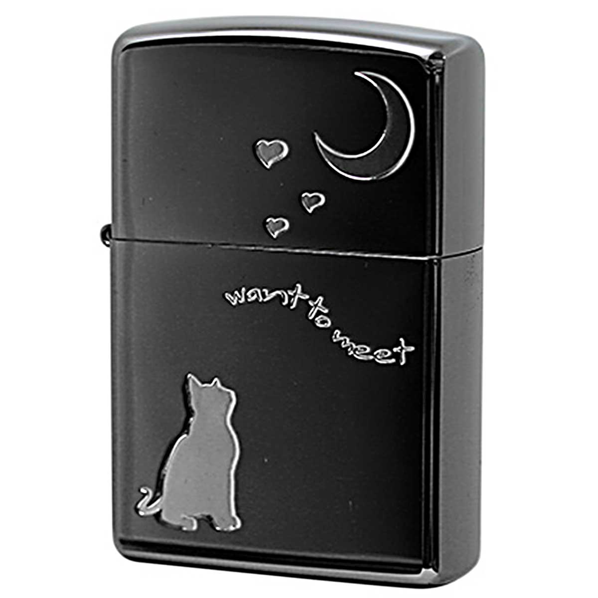 ZIPPO ムーンライトラヴァーズ (D) ブラックサテン 「キャット」