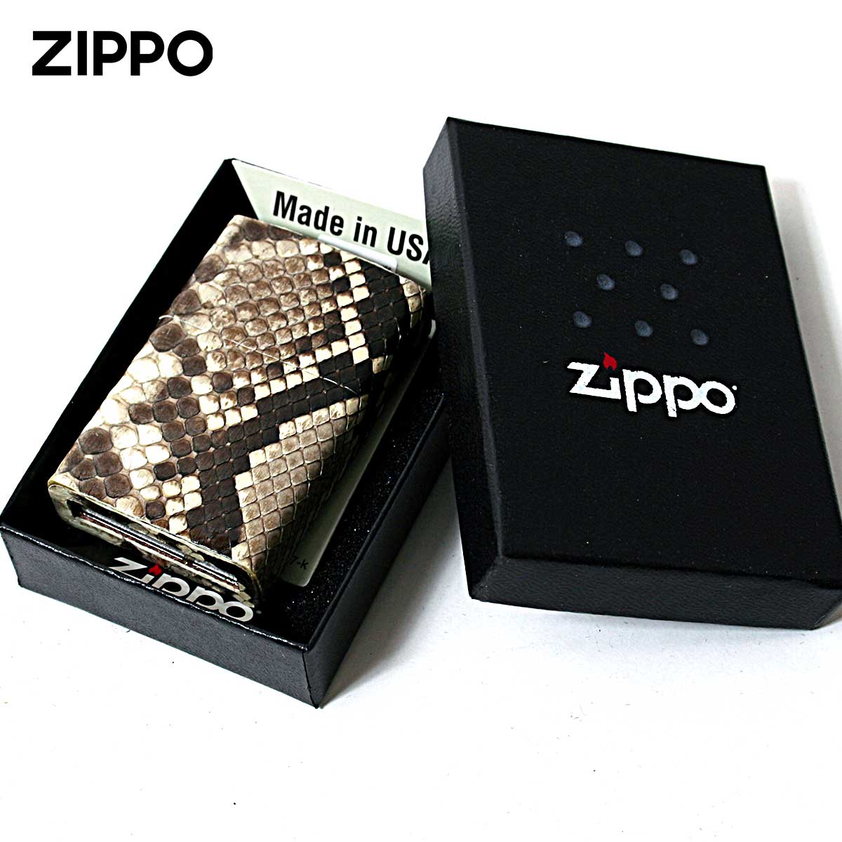 ZIPPO（ジッポー） ジッポライター 革巻き 本革 パイソン 蛇 ヘビ 本蛇