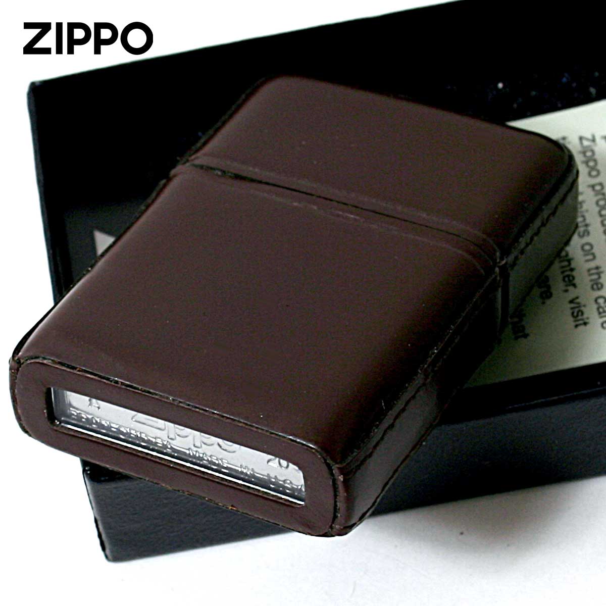 ZIPPO Zippo ジッポライター 革巻き 本革 レザー 松坂牛 茶 ブラウン 