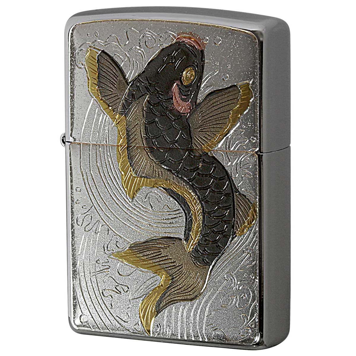 ZIPPO - Zippo ジッポライター 電鋳板 本塁貼り 和柄 言い慣わし作物 大鯉 BIG Carp 差し上げ物 差し上げ物 成人男性 嚊左衛門 かっこいい 電子メール便可 ライター-喫煙具、ライター