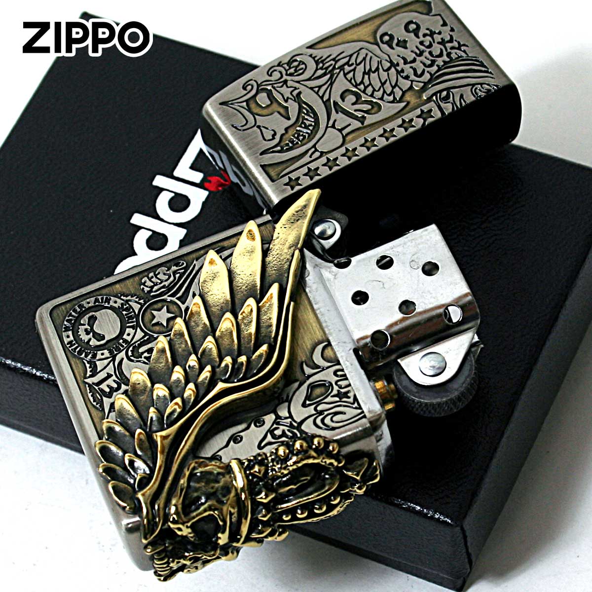 スカル（ZIPPO） Zippo ジッポライター スカル ドクロ 骸骨 羽