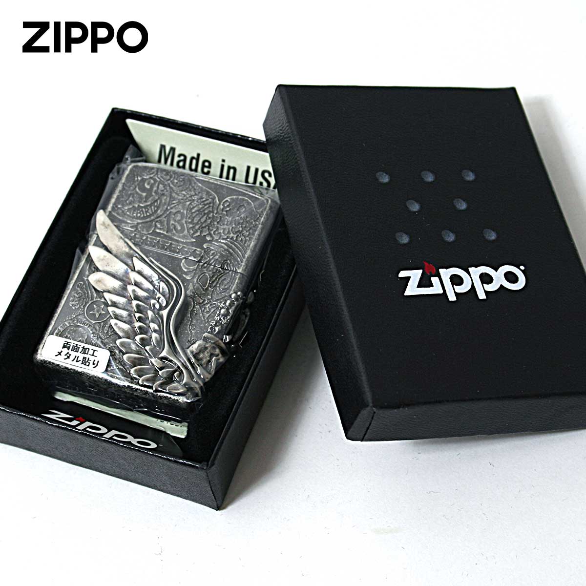 スカル（ZIPPO） Zippo ジッポライター スカル ドクロ 骸骨 羽