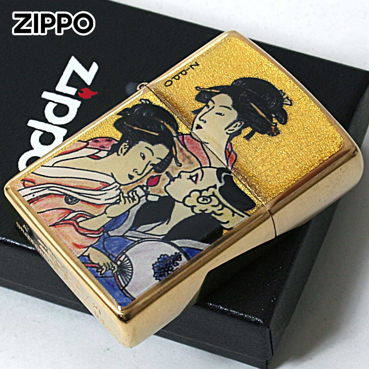 Zippo ジッポライター 浮世絵 三美人 金箔エポ盛り 江戸時代 絵画 アート 三美人 メール便可