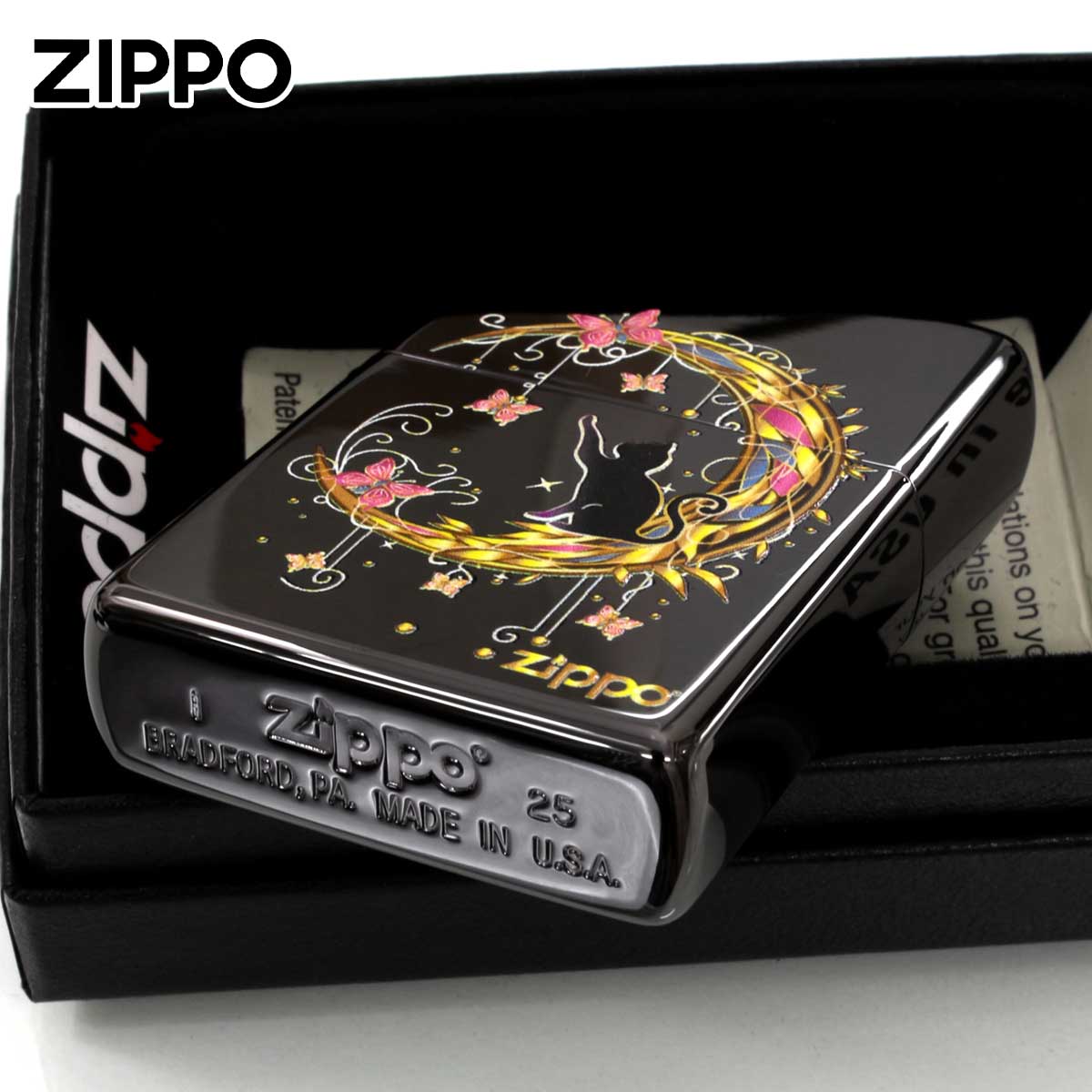 ZIPPO（ジッポー） ジッポライター 三日月 クレセントムーン 月とネコ 