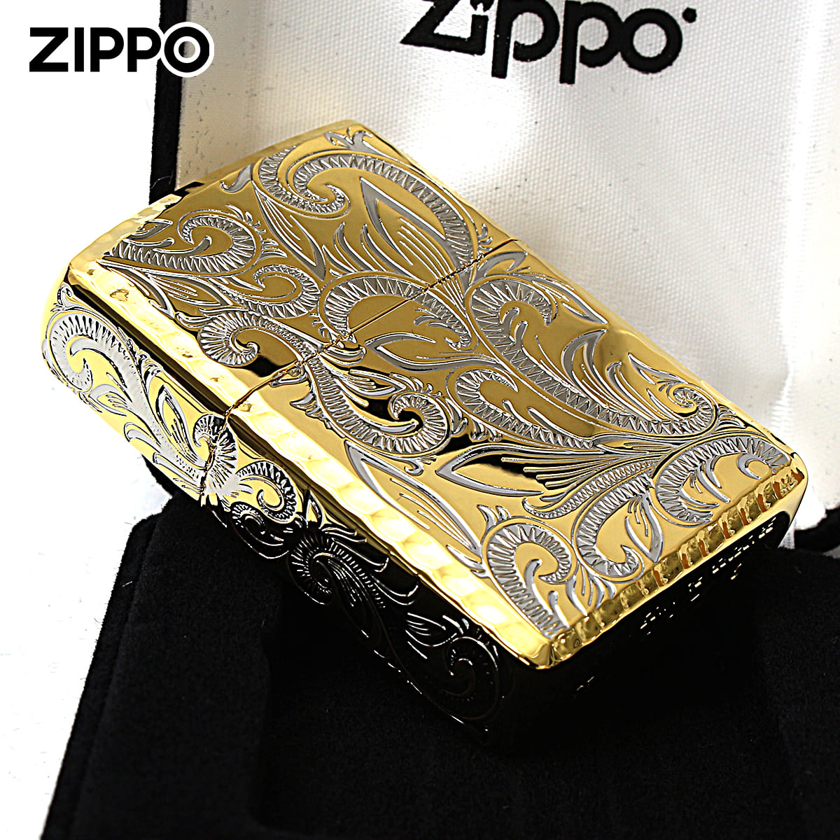 新品未使用 ジッポ スチームパンクゴールド 唐草模様入り zippo armor
