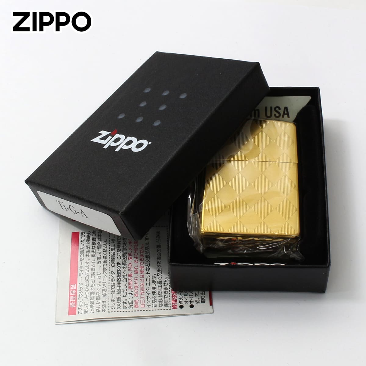 チェッカー Zippo ジッポライター アーガイル柄 ゴールド チタン 