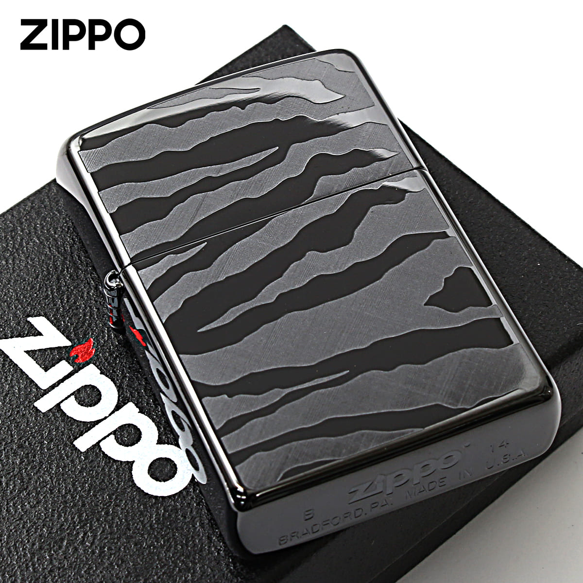 ZIPPO Zippo ジッポライター ゼブラ アニマル柄 ブラック チタン