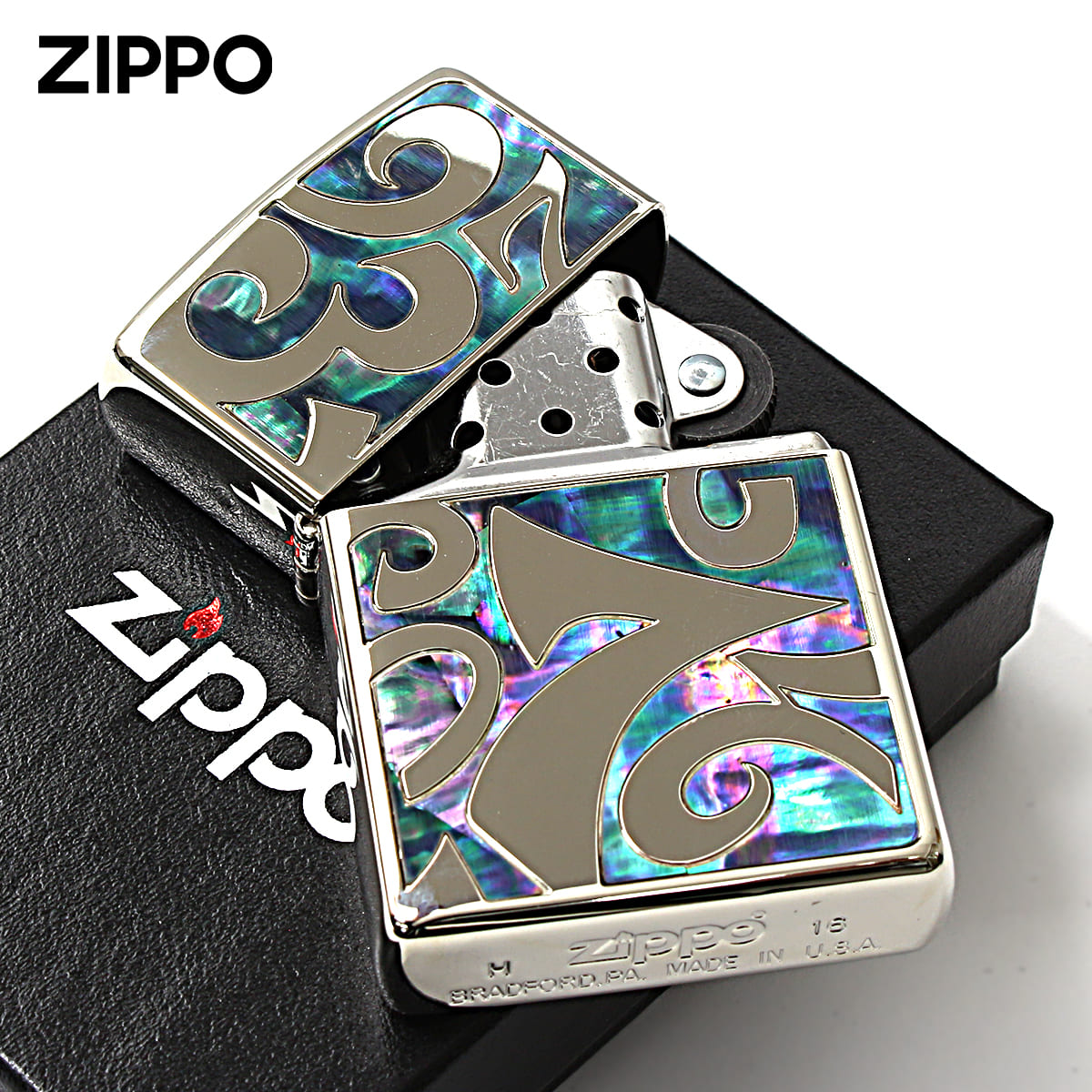 シェル Zippo ジッポライター 貝 インレイ 象嵌 ダイアル 数字
