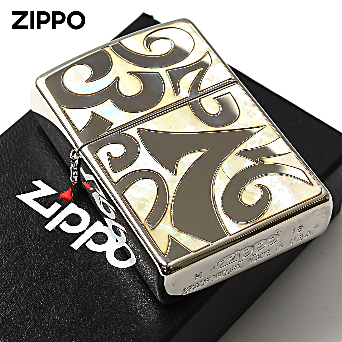 シェル Zippo ジッポライター 貝 インレイ 象嵌 ダイアル 数字