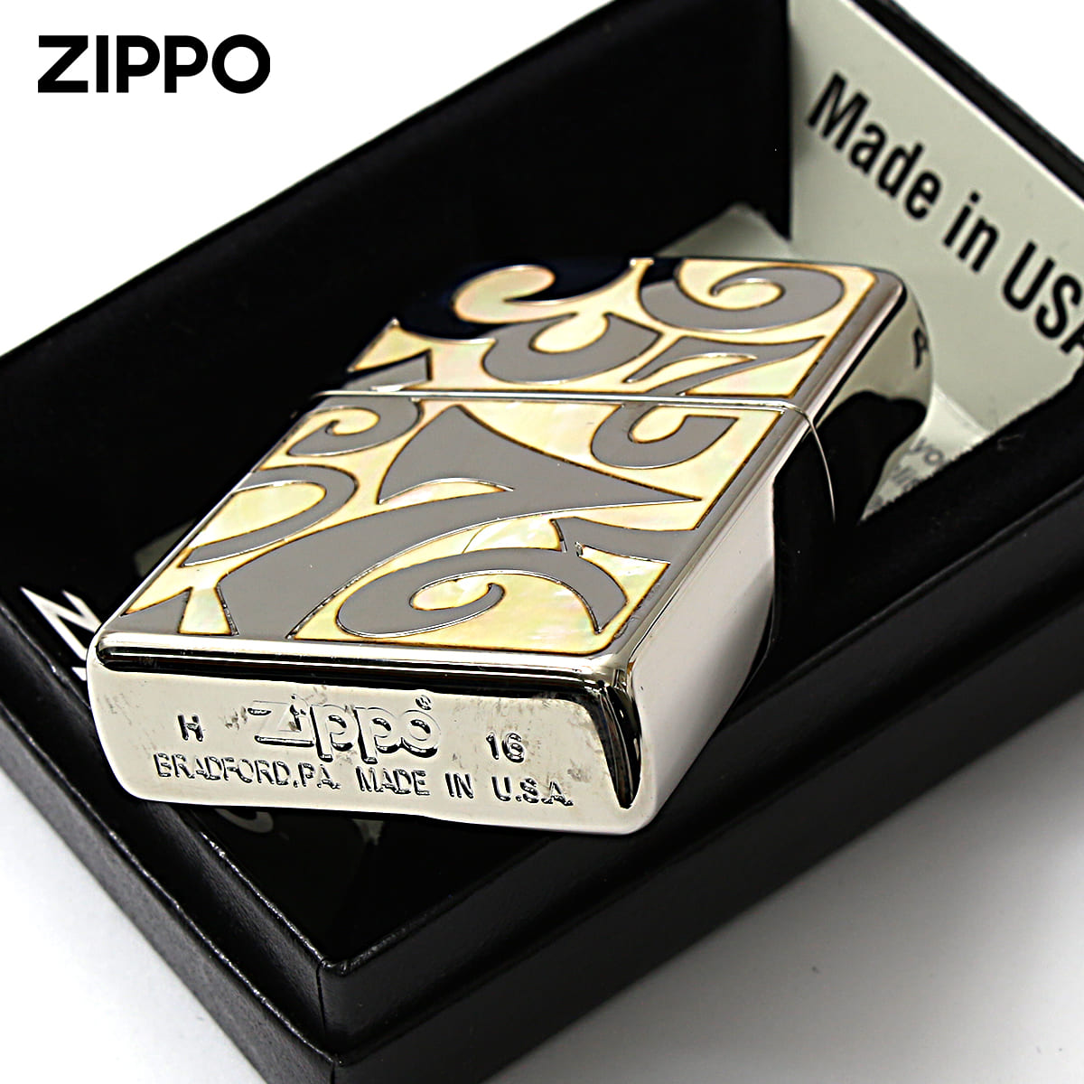 シェル Zippo ジッポライター 貝 インレイ 象嵌 ダイアル 数字 