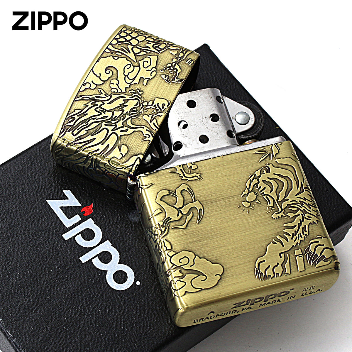 ZIPPO（ジッポー） ジッポライター 龍虎 ドラゴン タイガー 4面連続 